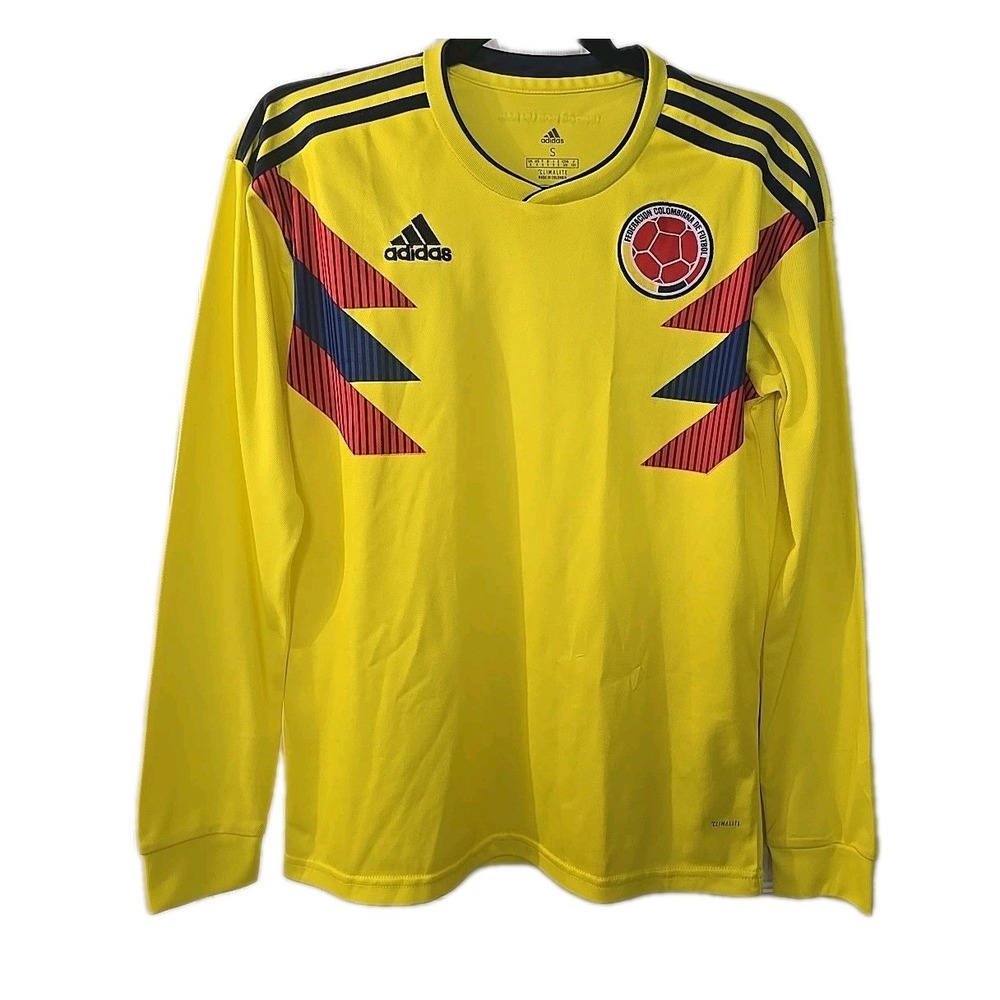 Adidas Colombia 2018 Home Long Sleeve Soccer Futbol Jersey Size S Yellow Shirt